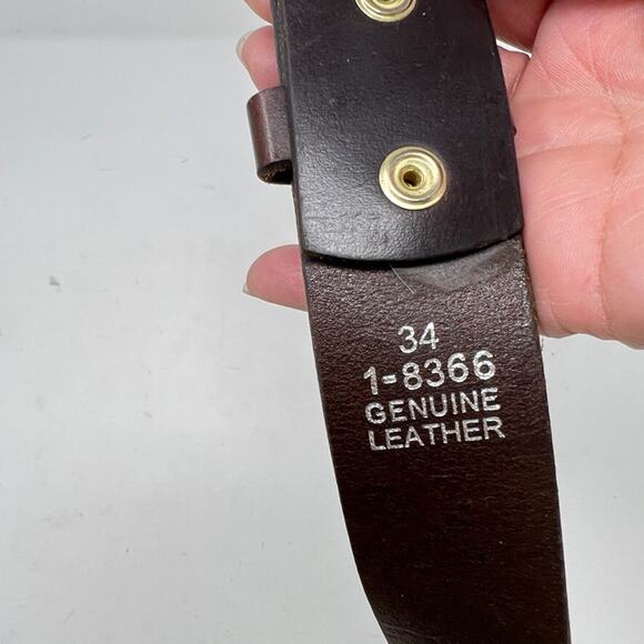 Unbranded Leather Belt Brown Genuine Leather Gold Color Hardwarare Men's Sz. 34 - Picture 2 of 9